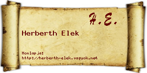 Herberth Elek névjegykártya